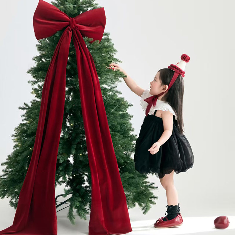 2026新年圣诞主题摄影服装道具周岁宝宝拍照影楼用品圣诞帽蝴蝶结