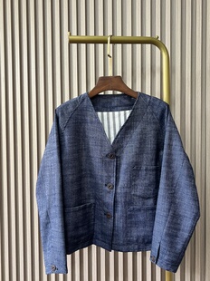 怡然自得牛仔亚麻外套