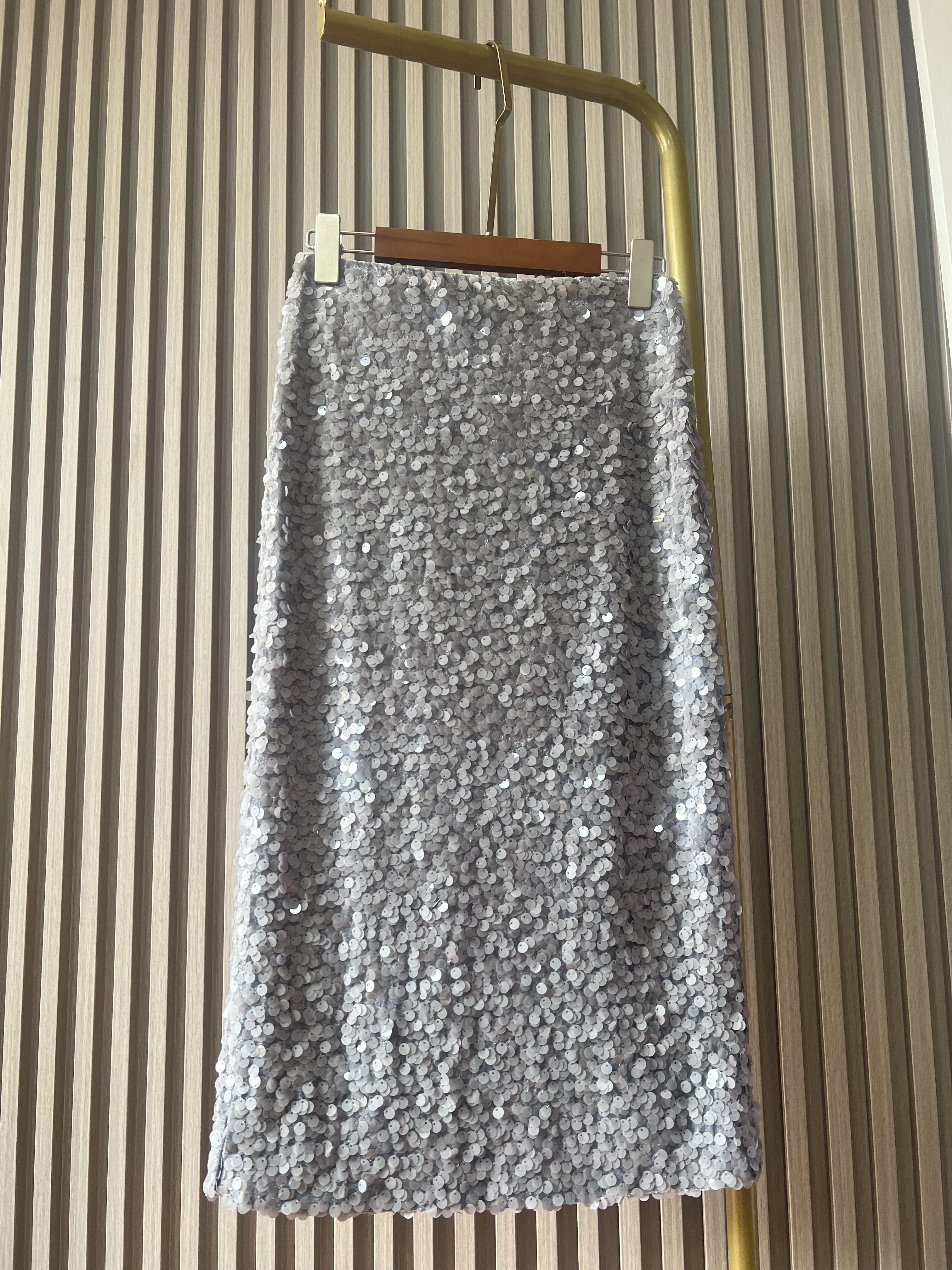 新年氛围丝绒亮片半裙 气质名媛高腰显瘦包臀A字裙