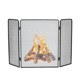 简约现代壁炉屏风带网三折家用新品 饰隔断真火护栏防烫 简易壁炉装