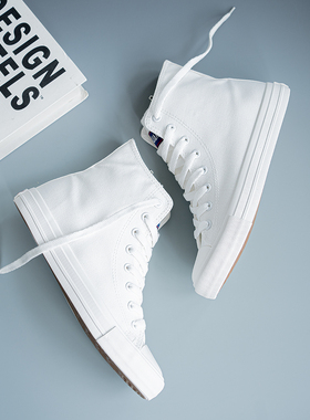 日系2021wans春季新款韩版高帮侧拉链帆布鞋厚底休闲百搭街拍