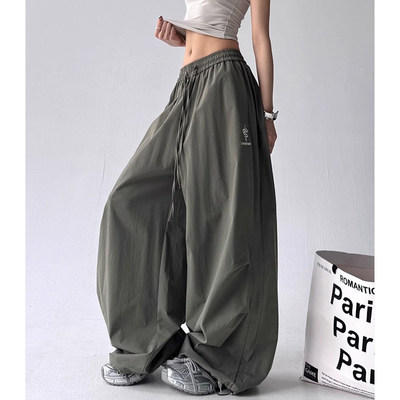 韩舞团美式工装裤女夏季薄款宽松慵懒风户外阔腿裤街舞速干伞兵裤