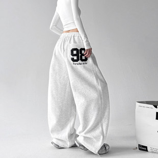 高腰辣妹街舞阔腿裤 2026新款 直筒休闲运动 女秋季 韩舞团白灰色卫裤