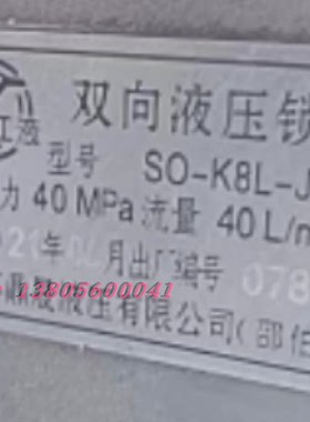 江苏鼎晟液压  SO-K8L-J7  双向液压锁、江都力顿、江液牌