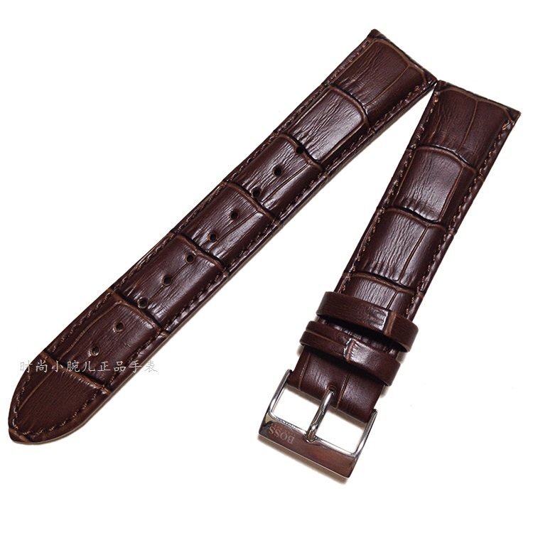 正品胡戈波士hugo boss表带真皮 男表棕色纹路手表皮带20 22 24宽