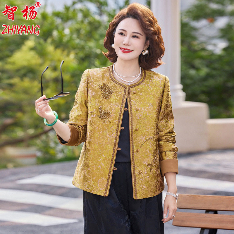 新中式妈妈春装刺绣开衫外套