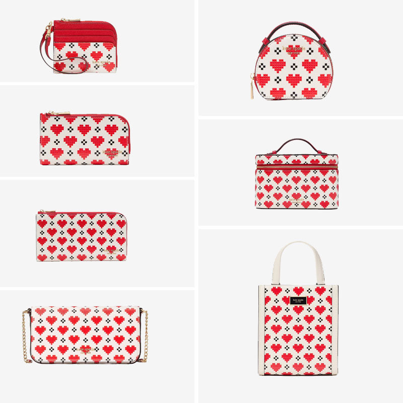 kate spade2025新款像素红色爱心琴谱包麻将包斜挎单肩首饰包卡包