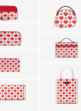 kate spade2025新款像素红色爱心琴谱包麻将包斜挎单肩首饰包卡包