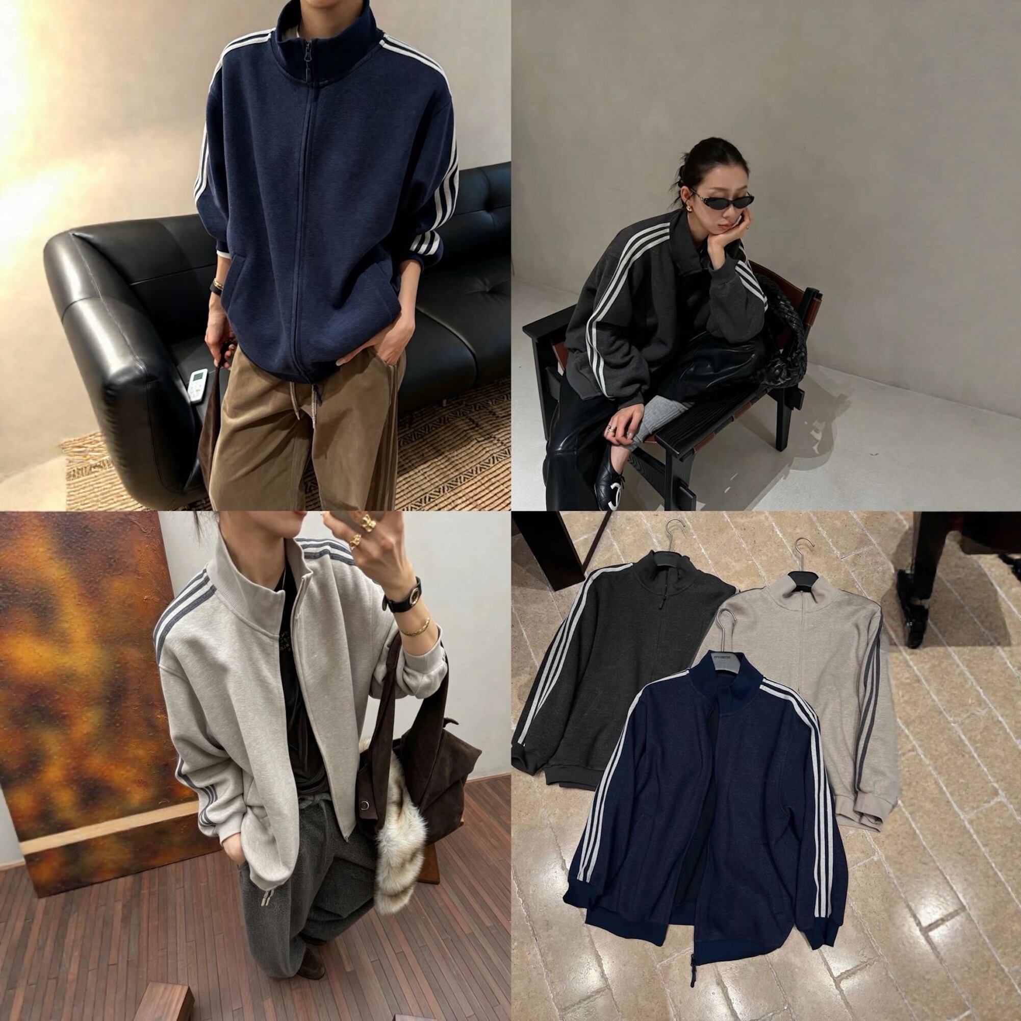 长袖卫衣外套女复合婴儿绒拉链开衫气质立领宽松休闲大版杠杠运动