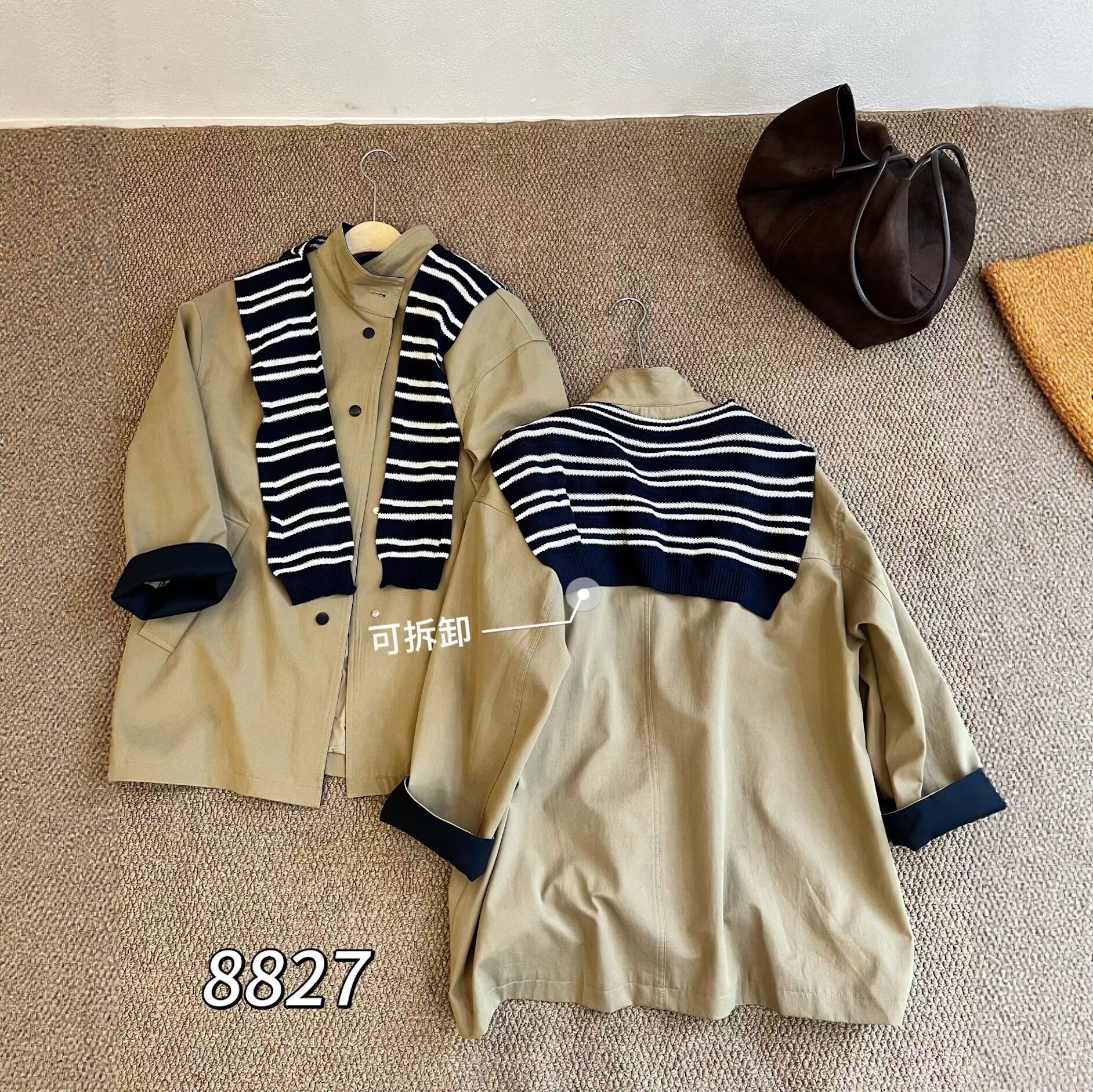 长袖风衣外套女中长款单排扣纯色简约宽松休闲减龄显瘦大版开衫韩