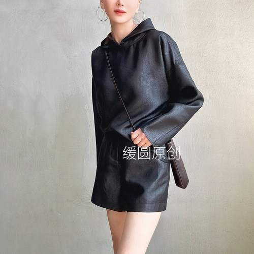 香云纱连帽卫衣帽衫中式宽松上衣