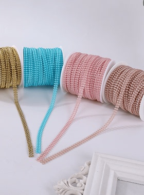 厂家4号半圆双排双线ABS仿珍珠珠链娃娃新娘线钻手工DIY塑料花边