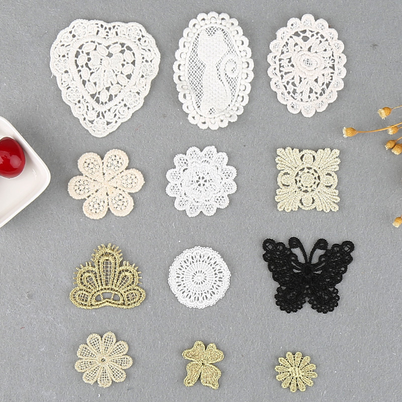 厂家直销全新蕾丝金线花片diy发饰蝴蝶结花边贴片水溶材料配件