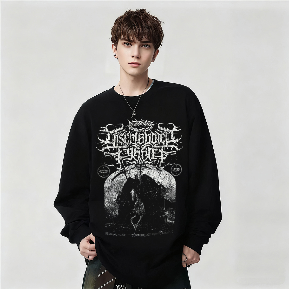 交响旋律死核乐队印花长袖T恤