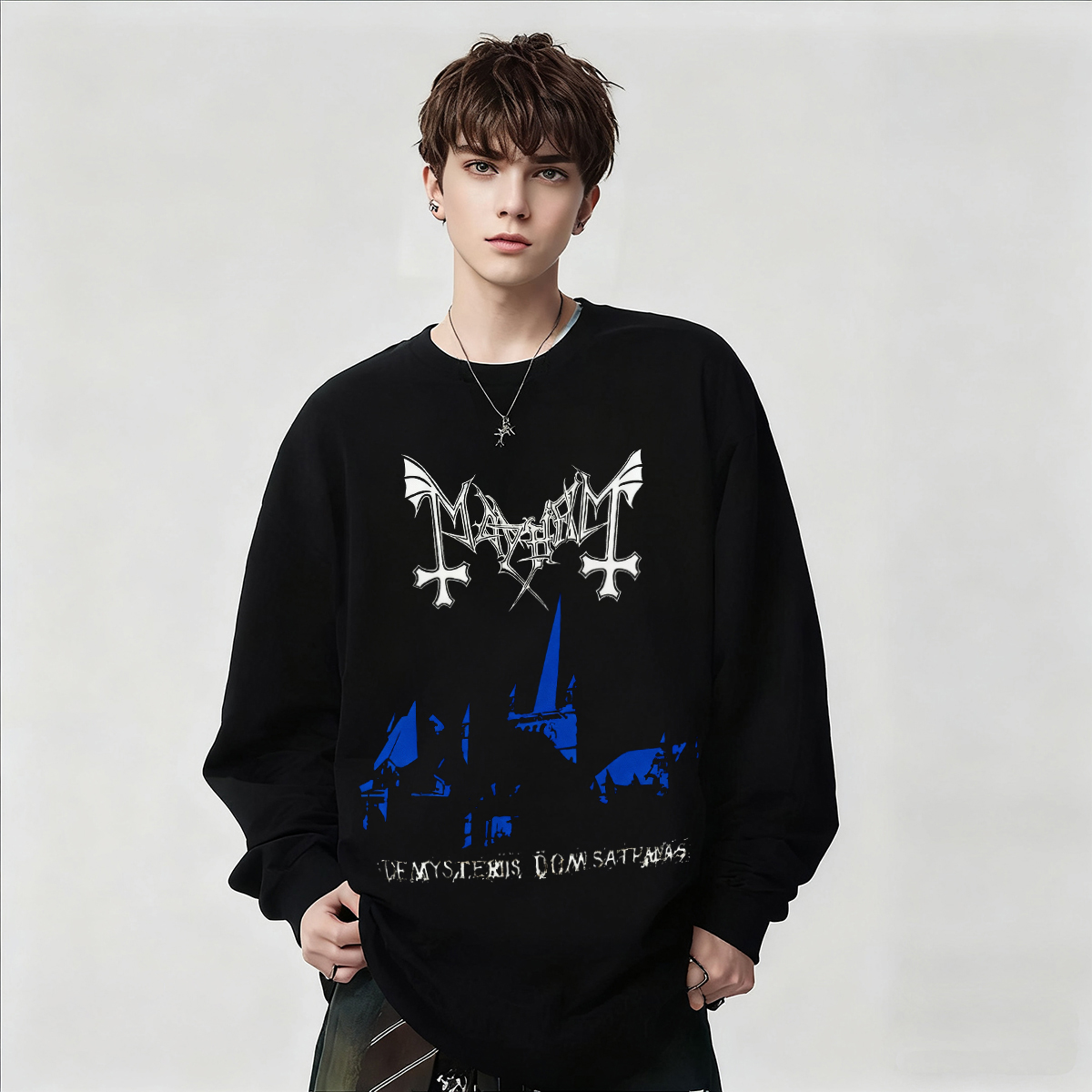 Mayhem乐队周边印花长袖T恤男女