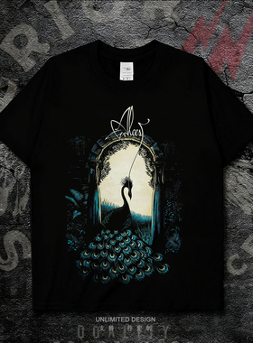 法国ALCEST乐队短袖T恤男女摇滚复古印花黑色高街风纯棉上衣夏季