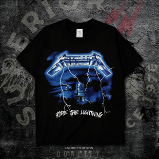 Metallica金属乐队暗黑骷髅摇滚印花数码直喷男女款纯棉短袖T恤夏