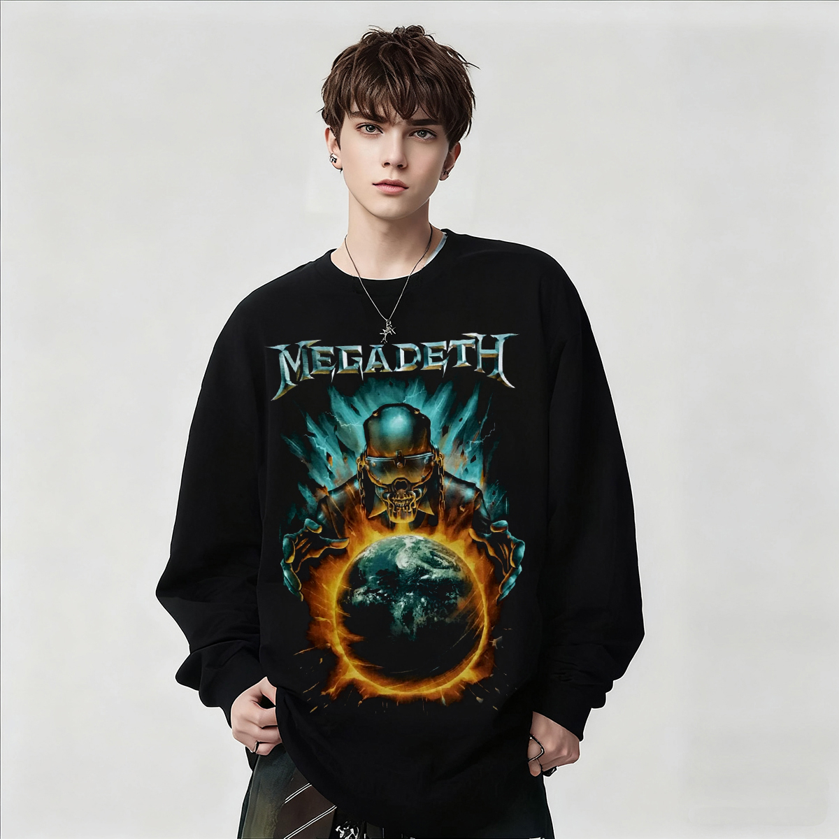 Megadeth乐队印花纯棉长袖T恤男欧美激流金属摇滚潮服上衣春秋冬