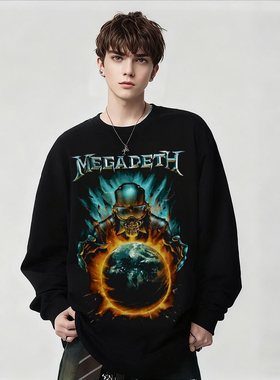 Megadeth乐队印花纯棉长袖T恤男欧美激流金属摇滚潮服上衣春秋冬