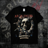 T恤美式 Arch Enemy大敌乐队骷髅头印花黑色短袖 摇滚风男女纯棉夏