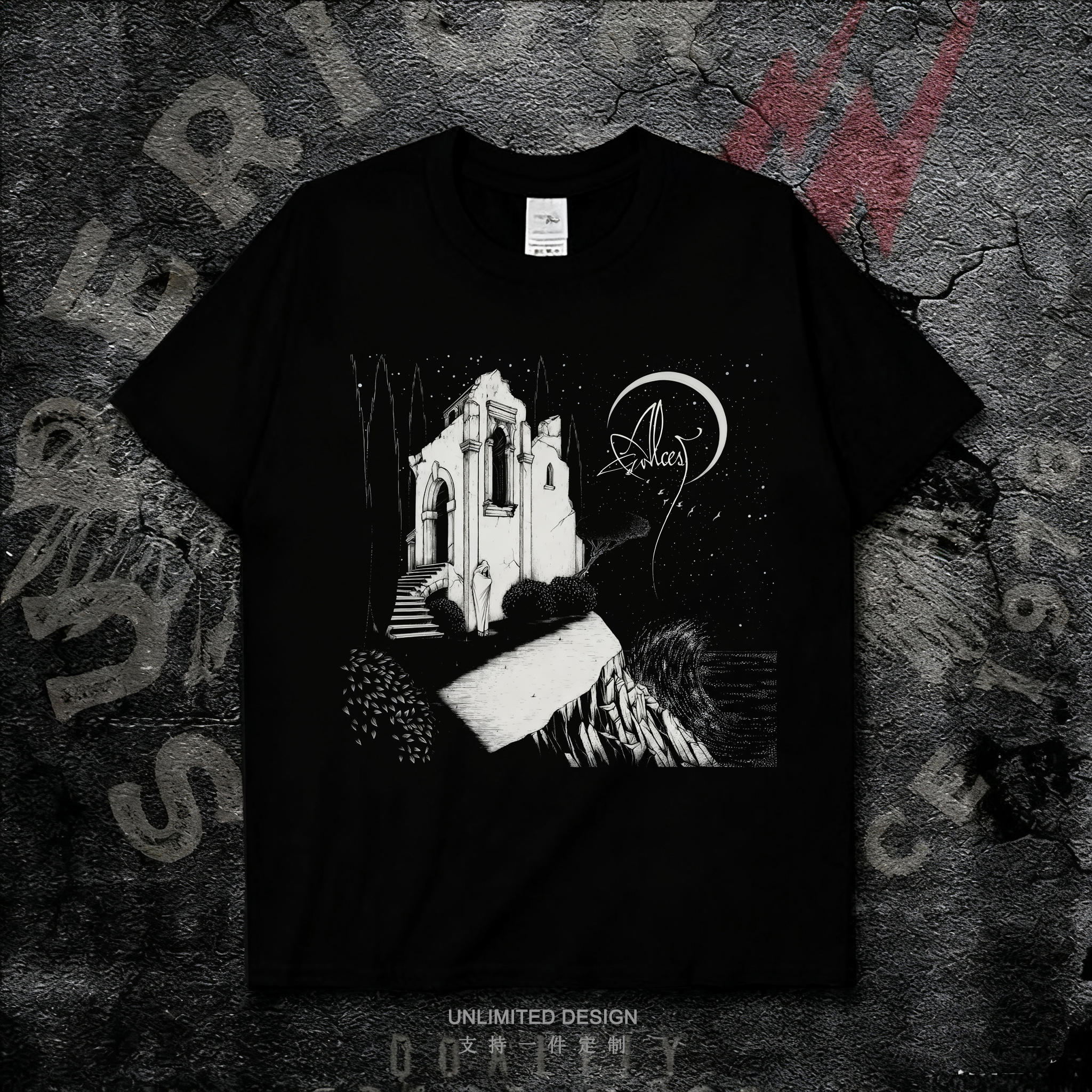 乐队法式印花短袖T恤男纯棉上衣