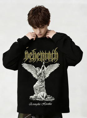 Behemoth乐队周边欧美黑金属摇滚印花纯棉长袖T恤男女款上衣春秋