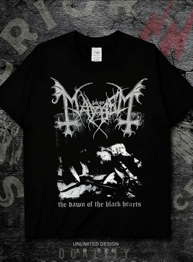 Mayhem挪威黑金属乐队印花短袖T恤男女摇滚暗黑小众纯棉上衣夏季