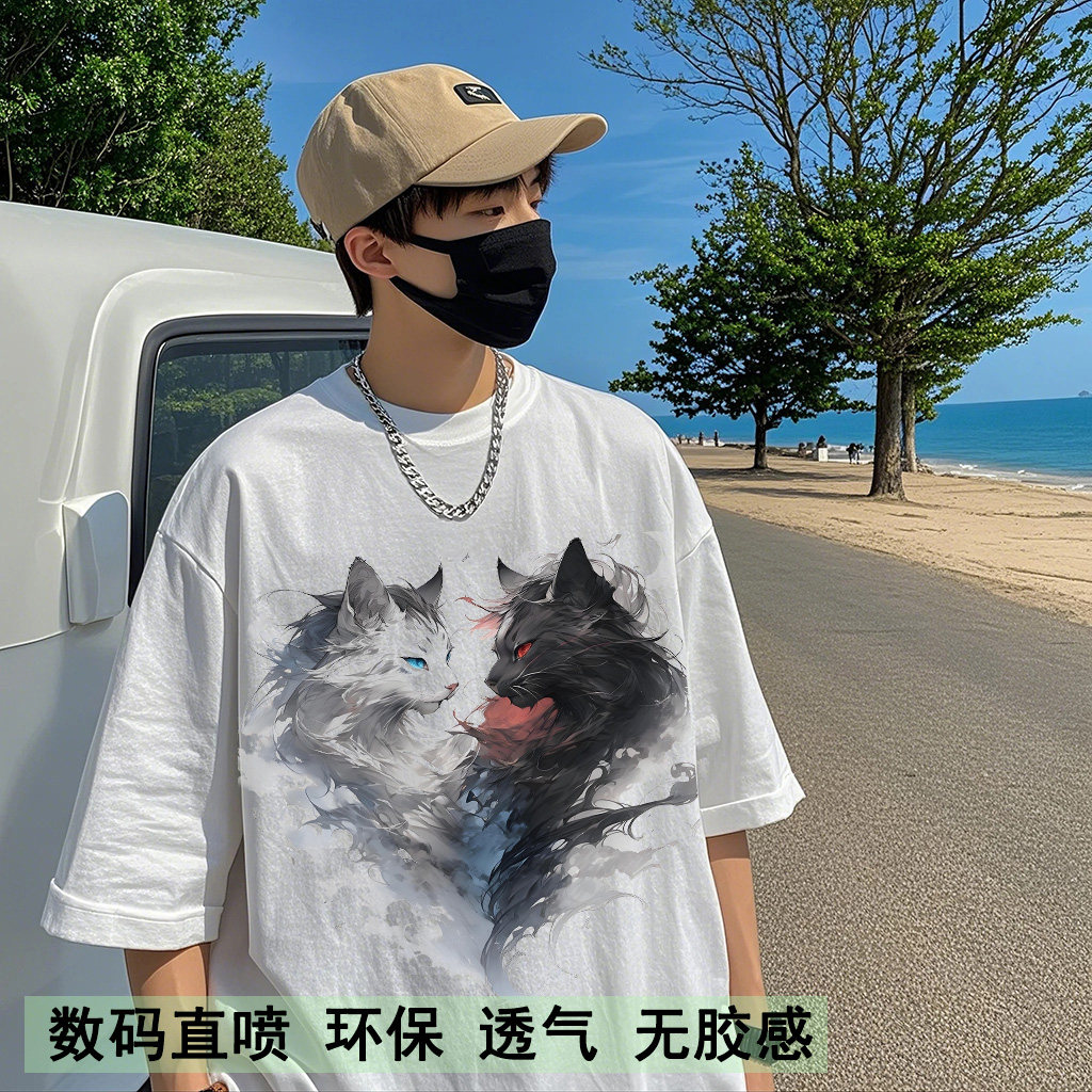 美式卡通动漫新款简约印花T恤
