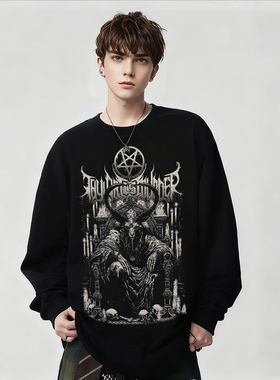 Thy Art Is Murder摇滚乐队骷髅印花长袖T恤男女宽松纯棉上衣春秋