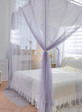 防尘顶蚊帐新款家用卧室落地式支架杆加粗加厚老式单人床三开门