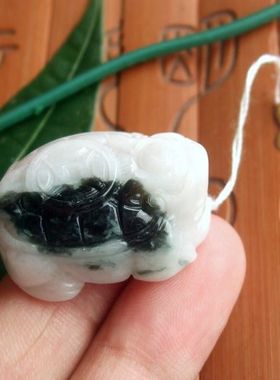 98360玉琳阁翡翠实物拍图缅甸玉天然A货翡翠玉背钱龙头龟龙龟吊坠