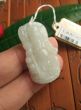 71610包真假一赔三天然翡翠玉A货财神大刀关公小吊坠缅甸玉实拍图