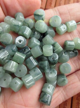 保真小桶珠(双面打孔)玉管玉柱21808缅甸翡翠玉天然A货翡翠玉H37