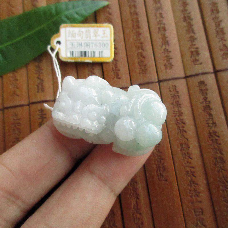 保真立体如意霸王貔貅大吊坠76300缅甸玉天然A货翡翠玉实拍图皮休