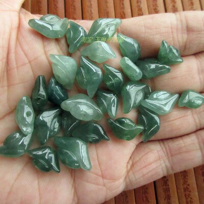 中通孔油青小元宝小坠子21846缅甸天然A货翡翠玉DIY配饰手链配H36