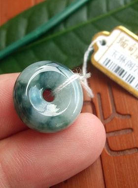 70855天然A货翡翠玉16.5飘花算珠小玉扣平安扣吊坠缅甸玉实物拍图