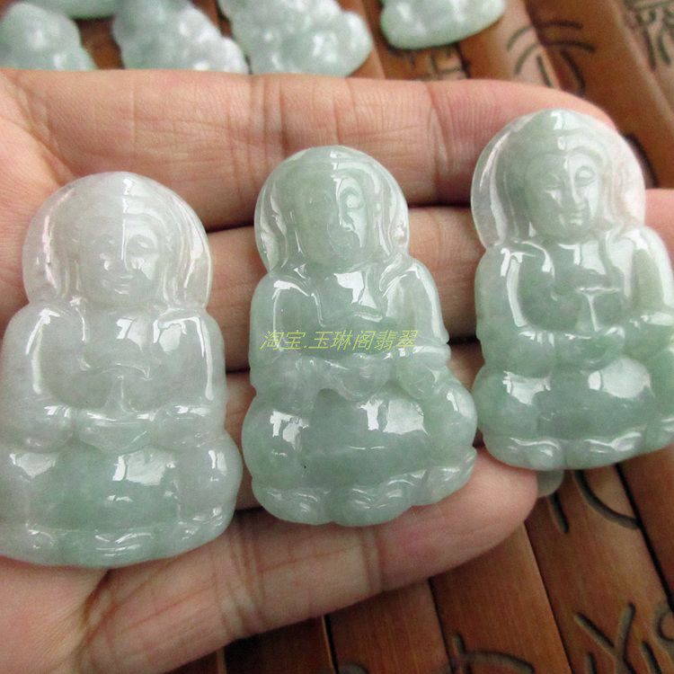 保真冰水款精工雕玉观音大吊坠21412实物拍图缅甸天然a货翡翠玉