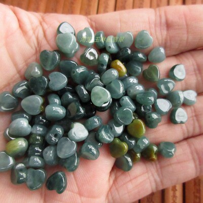 保真迷你杂色小桃心小心心爱心21065-5蓝水危料天然A货翡翠玉H12