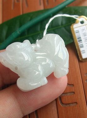 70933天然A货翡翠玉 立体款玉麒麟吊坠 缅甸玉实物拍图玉琳阁翡翠