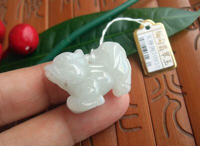 70933天然A货翡翠玉 立体款玉麒麟吊坠 缅甸玉实物拍图玉琳阁翡翠