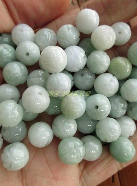 保真圆型莲花珠小坠子21380缅甸玉10mm天然A货翡翠玉手链用H18