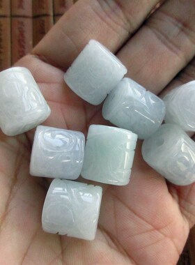 保真金钱桶珠雕花路路通吊坠21759实拍顶珠缅甸玉天然A货翡翠玉柱