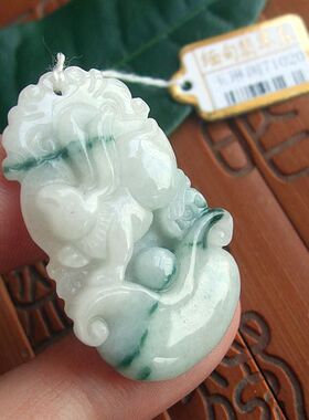 71020缅甸玉 天然A货翡翠玉 生肖兔吊坠牌 实物拍图 玉琳阁珠宝