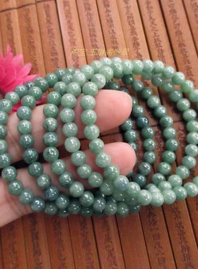 保真约5.8mm豆种圆珠小手链21428缅甸玉天然A货翡翠玉珠小手串N75