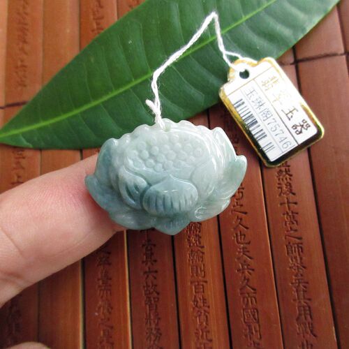 保真飘绿色小莲花小吊坠75746实物拍图缅甸玉天然A货翡翠玉玉琳阁