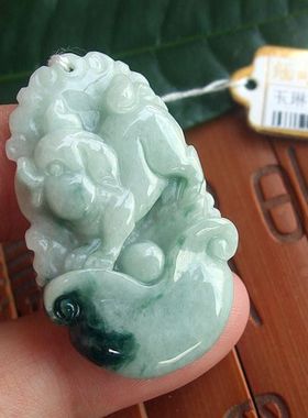 71092缅甸玉 天然A货翡翠玉 生肖猪吊坠牌 实物拍图 玉琳阁珠宝