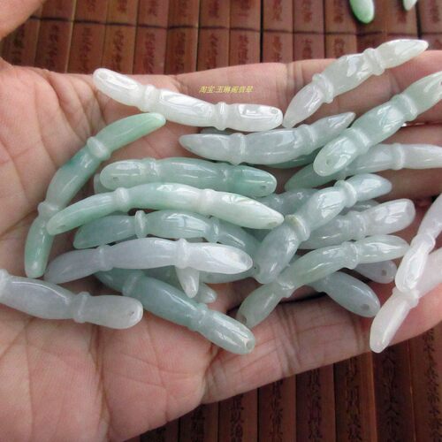 保真玉藕条莲藕节节高手链用坠子21876缅甸天然A货翡翠玉实拍N