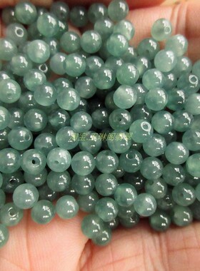 保真5mm浅蓝色小圆珠危料天然A货翡翠玉20001-72蓝水珠散H24