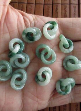 保真约12mm双环吊坠绞环连接环21784缅甸玉天然A货翡翠玉飘花H34