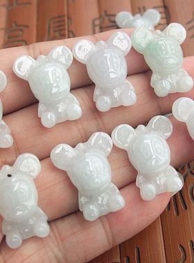 21199-1玉琳阁实拍图缅甸玉天然A货翡翠玉米其吊坠米老鼠吊坠N31